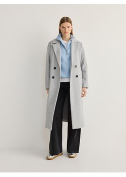 Reserved - Dwurzędowy płaszcz - jasnoszary ze sklepu Reserved w kategorii Płaszcze damskie - zdjęcie 178451074