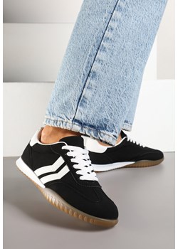 Czarne Sneakersy w Typie Tenisówek z Ozdobnymi Paskami Zommea ze sklepu born2be.pl w kategorii Buty sportowe damskie - zdjęcie 178451480