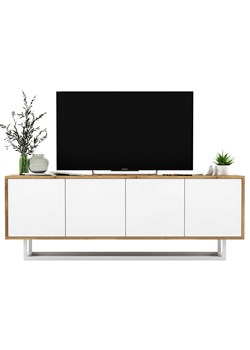 Loftowa szafka rtv dąb wotan + biały - Avila 11X ze sklepu Edinos.pl w kategorii Szafki RTV - zdjęcie 178477644