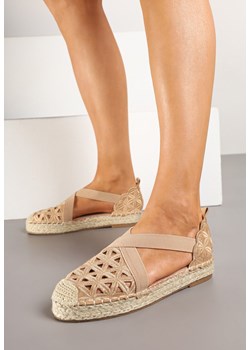 Ciemnobeżowe Espadryle na Plecionej Podeszwie z Ażurowymi Zdobieniami Deothra ze sklepu renee.pl w kategorii Espadryle damskie - zdjęcie 178482380