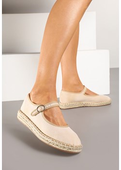 Beżowe Espadryle z Ekozamszu Zapinane na Pasek z Klamerką Deolisse ze sklepu renee.pl w kategorii Espadryle damskie - zdjęcie 178482482