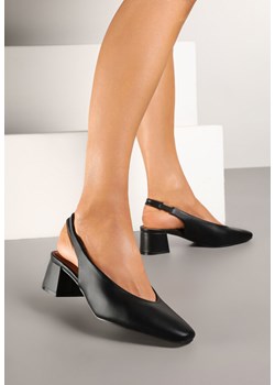 Czarne Czółenka na Słupku Typu Slingback Foniven ze sklepu renee.pl w kategorii Czółenka - zdjęcie 178485020