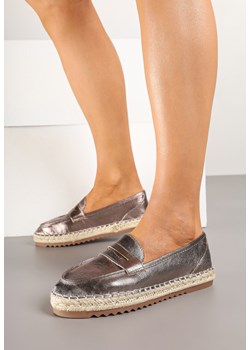 Srebrne Espadryle Ozdobione Plecionką i Paskiem Zolivia ze sklepu renee.pl w kategorii Espadryle damskie - zdjęcie 178485974