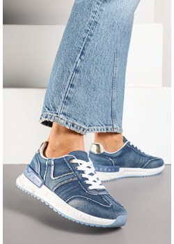 Ciemnoniebieskie Sneakersy na Grubej Podeszwie Zdobione Przetarciami Ninilitia ze sklepu renee.pl w kategorii Buty sportowe damskie - zdjęcie 178487900
