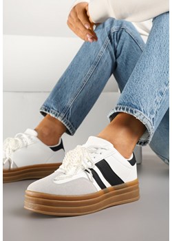 Białe Sneakersy na Grubej Podeszwie z Ozdobnymi Odpinanymi Perłami Ajovia ze sklepu renee.pl w kategorii Buty sportowe damskie - zdjęcie 178488014