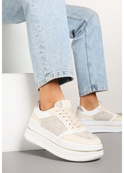 Beżowe Sneakersy Streetwearowe na Platformie Ninelis ze sklepu renee.pl w kategorii Buty sportowe damskie - zdjęcie 178488761
