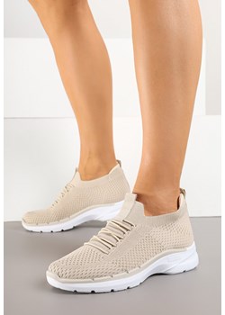 Beżowe Wsuwane Buty Sportowe Sneakersy z Imitacją Sznurówek Tatanoris ze sklepu renee.pl w kategorii Buty sportowe damskie - zdjęcie 178489493