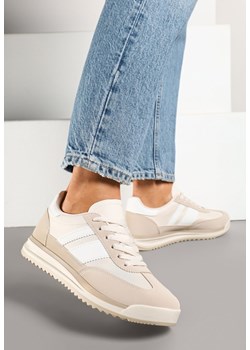 Beżowe Sneakersy w Stylu Kultowych Tenisówek z Przeszyciami Lelluria ze sklepu renee.pl w kategorii Buty sportowe damskie - zdjęcie 178489721