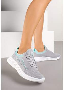 Szaro-Miętowe Buty Sportowe Sneakersy Siateczkowe z Elastyczną Cholewką Alirone ze sklepu renee.pl w kategorii Buty sportowe damskie - zdjęcie 178490111