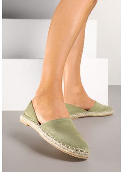 Zielone Espadryle  Ozdobione Wyciętą Cholewką i Plecionką Wommea ze sklepu renee.pl w kategorii Espadryle damskie - zdjęcie 178490651