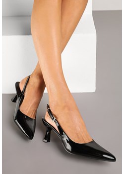 Czarne Sandały Slingback na Kaczuszce z Lakierowanym Wykończeniem Annive ze sklepu renee.pl w kategorii Czółenka - zdjęcie 178491203
