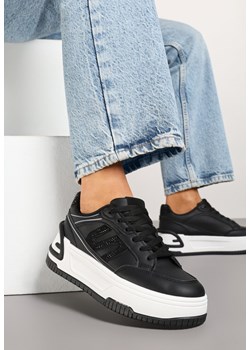 Czarne Sneakersy na Platformie z Geometrycznym Motywem Zolsemi ze sklepu renee.pl w kategorii Buty sportowe damskie - zdjęcie 178492433