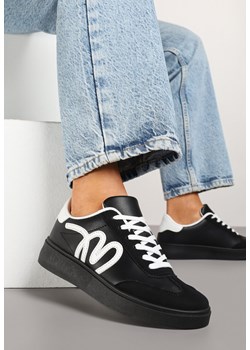 Czarne Sneakersy Klasyczne Tenisówki z Abstrakcyjną Aplikacją Ailinne ze sklepu renee.pl w kategorii Buty sportowe damskie - zdjęcie 178493573