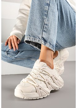 Beżowe Sneakersy Ozdobione Tłoczonym Wzorem Sanalitia ze sklepu renee.pl w kategorii Buty sportowe damskie - zdjęcie 178493633