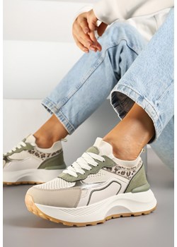 Beżowo-Zielone Sneakersy Streetwearowe na Piankowej Podeszwie Aillifia ze sklepu renee.pl w kategorii Buty sportowe damskie - zdjęcie 178493741