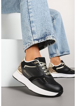 Czarne Sneakersy z Panterką i Napisem Raccaria ze sklepu renee.pl w kategorii Buty sportowe damskie - zdjęcie 178493903
