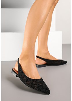 Czarne Ażurowe Sandały Slingback ze Szpiczastym Noskiem Eridoria ze sklepu renee.pl w kategorii Balerinki - zdjęcie 178494484