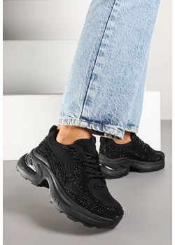 Czarne Sneakersy na Platformie Ozdobione Cyrkoniami Luria ze sklepu renee.pl w kategorii Buty sportowe damskie - zdjęcie 178495804