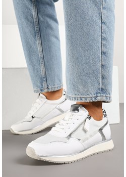 Białe Sneakersy Ozdobione Suwakiem i Metalicznymi Wstawkami Alua ze sklepu renee.pl w kategorii Buty sportowe damskie - zdjęcie 178496140