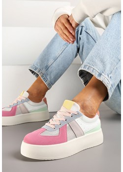 Różowo-Niebieskie Sneakersy Typu Kultowe Tenisówki na Grubej Podeszwie Nanessa ze sklepu renee.pl w kategorii Buty sportowe damskie - zdjęcie 178496203