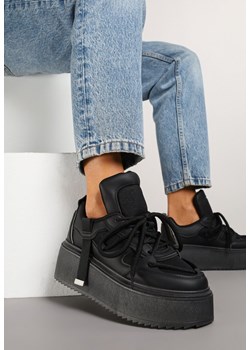 Czarne Sneakersy na Platformie Ozdobione Sznurowaniem Vilvia ze sklepu renee.pl w kategorii Buty sportowe damskie - zdjęcie 178496911