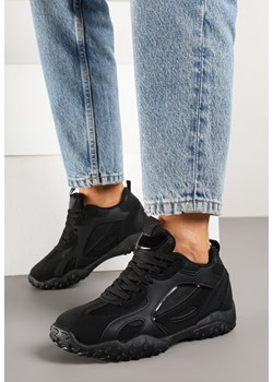 Czarne Sneakersy Ozdobione Tłoczoną Cholewką Pillitha ze sklepu renee.pl w kategorii Buty sportowe damskie - zdjęcie 178497331