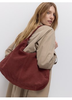 Reserved - Zamszowa torebka shopper - bordowy ze sklepu Reserved w kategorii Torebki hobo - zdjęcie 178499483