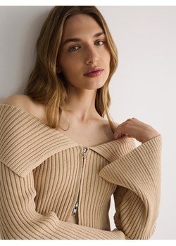 Reserved - Krótki sweter z kołnierzem - beżowy ze sklepu Reserved w kategorii Swetry damskie - zdjęcie 178499613