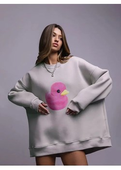 Bluza oversize z nadrukiem - Szary ze sklepu Intimica.pl w kategorii Bluzy damskie - zdjęcie 178505212