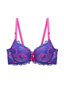 Koronkowy biustonosz Plus Size dwukolorowy - Różowy ze sklepu Intimica.pl w kategorii Biustonosze - zdjęcie 178520182