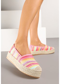 Różowe Szydełkowe Espadryle w Paski na Podeszwie z Plecionki Tillireta ze sklepu renee.pl w kategorii Espadryle damskie - zdjęcie 178524873