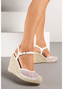 Białe Sandały Typu Espadryle z Siateczki na Plecionym Koturnie Froltewi ze sklepu renee.pl w kategorii Espadryle damskie - zdjęcie 178524930