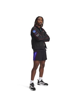 Męskie spodenki treningowe Under Armour Project Rock Colorblock Wvn Short - czarne ze sklepu Sportstylestory.com w kategorii Spodenki męskie - zdjęcie 178529702