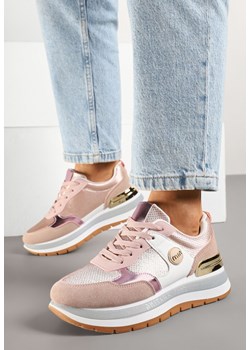 Różowe Sneakersy w Streetwearowym Stylu z Ozdobnymi Przeszyciami Adivari ze sklepu born2be.pl w kategorii Buty sportowe damskie - zdjęcie 178541963