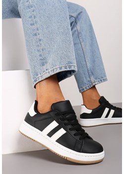 Czarne Sneakersy na Płaskiej Podeszwie Ozdobione Kontrastowymi Paskami Navisella ze sklepu renee.pl w kategorii Buty sportowe damskie - zdjęcie 178542971