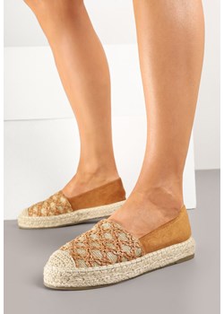 Jasnobrązowe Espadryle z Plecionym Sznurkiem i Geometrycznym Wzorem Sdivira ze sklepu born2be.pl w kategorii Espadryle damskie - zdjęcie 178545732