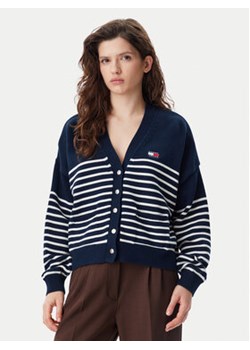 Tommy Jeans Kardigan DW0DW20257 Granatowy Relaxed Fit ze sklepu MODIVO w kategorii Swetry damskie - zdjęcie 178546970