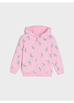 Sinsay - Rozpinana bluza z kapturem w kwiaty - różowy - id: 176DJ-03X - marki Sinsay - 178551081 Sinsay - Rozpinana bluza z kapturem w kwiaty - różowy ze sklepu Sinsay w kategorii Bluzy i swetry - zdjęcie 178551081