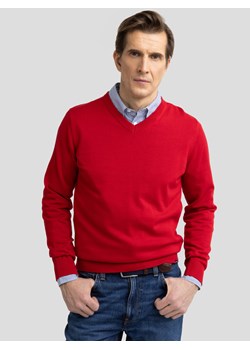 Sweter męski bawełniany z dekoltem v-neck czerwony Vassic 603 ze sklepu Big Star w kategorii Swetry męskie - zdjęcie 178559633