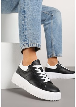 Czarno-Białe Sneakersy na Platformie Ozdobionej Tłoczonej Zdivona ze sklepu renee.pl w kategorii Buty sportowe damskie - zdjęcie 178560424