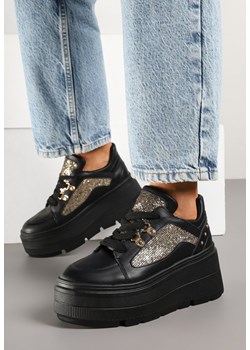Czarne Sneakersy Vices na Platformie Ozdobione Brokatem Ldivana ze sklepu renee.pl w kategorii Buty sportowe damskie - zdjęcie 178562932