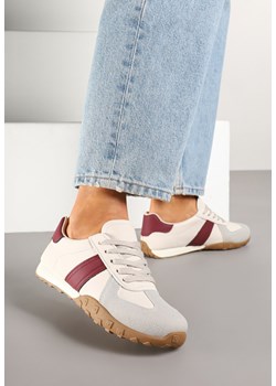Beżowo-Bordowe Sneakersy z Geometrycznym Wzorem Ilaniela ze sklepu born2be.pl w kategorii Buty sportowe damskie - zdjęcie 178563964