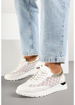 Białe Sneakersy z Ażurowym Zdobieniem i Metalicznymi Wstawkami Sesovienna ze sklepu renee.pl w kategorii Buty sportowe damskie - zdjęcie 178567620