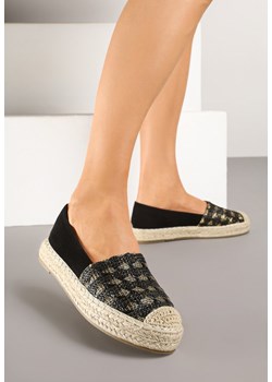 Czarne Espadryle z Plecionym Sznurkiem i Geometrycznym Wzorem Sdivira ze sklepu born2be.pl w kategorii Espadryle damskie - zdjęcie 178568043