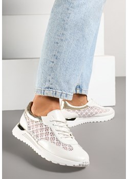 Białe Ażurowe Sneakersy Ozdobione Metalicznymi Wstawkami Sdivane ze sklepu born2be.pl w kategorii Buty sportowe damskie - zdjęcie 178568100