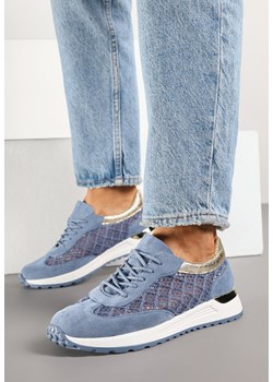 Niebieskie Ażurowe Sneakersy Ozdobione Metalicznymi Wstawkami Sdivane ze sklepu born2be.pl w kategorii Buty sportowe damskie - zdjęcie 178568112