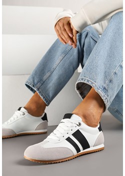 Białe Sneakersy z Geometrycznymi Paskami Desmira ze sklepu renee.pl w kategorii Buty sportowe damskie - zdjęcie 178569383