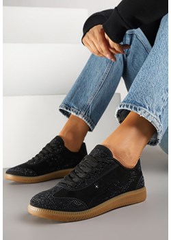 Czarne Sneakersy Tenisówki Ozdobione Cyrkoniami Amoiona ze sklepu renee.pl w kategorii Buty sportowe damskie - zdjęcie 178569623