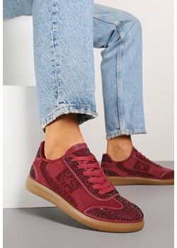 Bordowe Sneakersy Tenisówki Ozdobione Cyrkoniami Amoiona ze sklepu renee.pl w kategorii Buty sportowe damskie - zdjęcie 178569641
