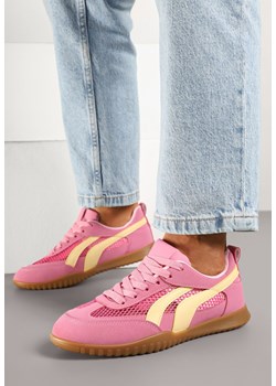 Fuksjowe Sneakersy w Stylu Tenisówek Ozdobione Paskami Amooshea ze sklepu born2be.pl w kategorii Buty sportowe damskie - zdjęcie 178571190